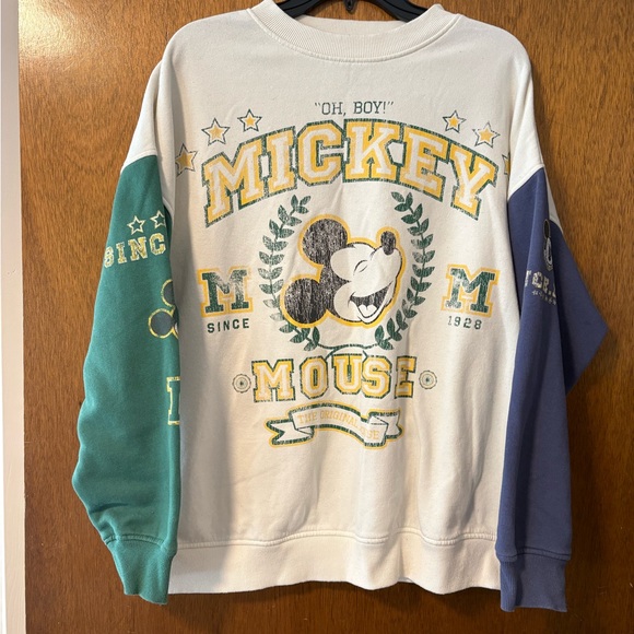 H&M Disney Mickey Mouse Oversized Sweatshirt Small Colorblock Graphic - Picture 2 of 10